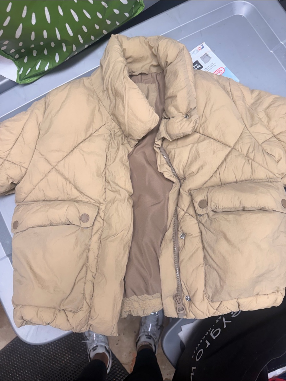 Beige Zara Puffer Jacket - Girls Quilted Coat